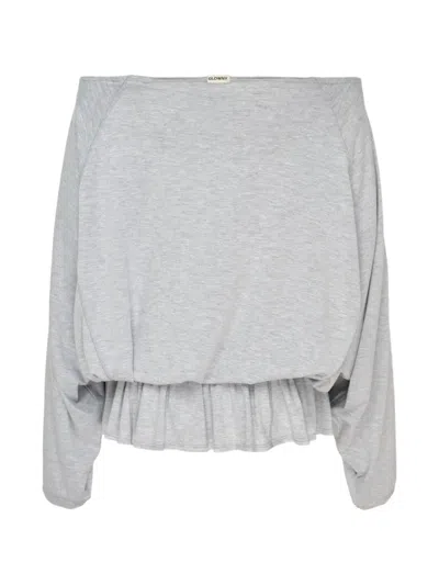 Glowny Sway Off-shoulder Peplum-hem Top In Gray