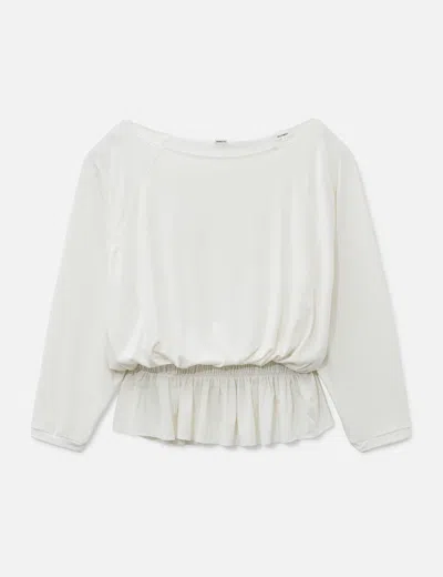 Glowny Sway Shirring Long Sleeve In White