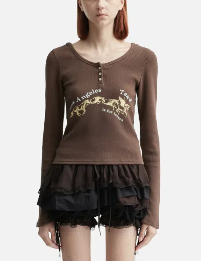 Glowny Texas Waffle Long Sleeve In Brown