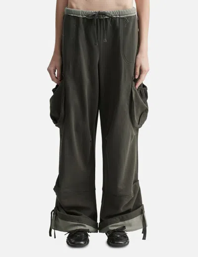 Glowny Utility Contrast Trim Jersey Pants In Green