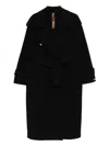 Glox Belted Long-sleeve Coat In Black