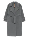 Glox Belted Long-sleeve Coat In Gray