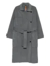 Glox Belted Patch-pocket Coat In Gray