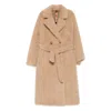 Glox Double-breasted Belted Coat In Brown