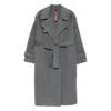 Glox Belted Patch-pocket Coat In Gray