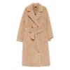 Glox Double-breasted Belted Coat In Neutral