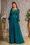 Gls A Line Long Formal Mother Of The Bride Dress In Blue