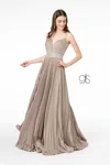 Gls A-line Pleated Long Prom Dress In Nude