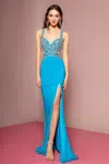 Gls Aqua Long Prom Dress In Blue