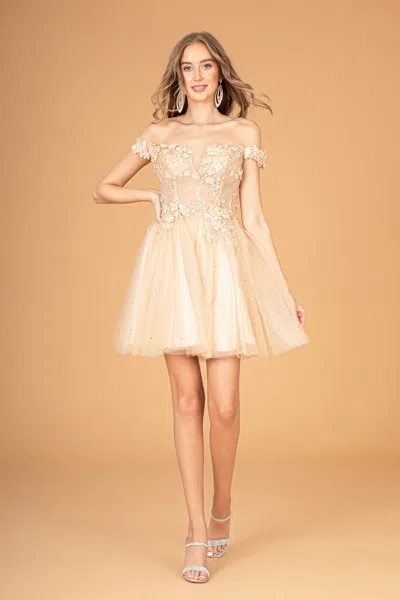 Gls Babydoll Homecoming Short Dress In Gold
