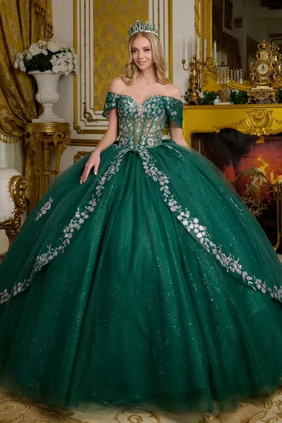 Gls Ball Gown Long Sequin Sweet 16 Quinceanera Dress In Green