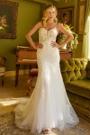 Gls Beaded Long Glitter Sequin Wedding Dress In White