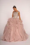 Gls Beaded Long Quinceanera Sweet 16 Ball Gown In Neutral