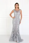 Gls Beaded Mermaid Long Prom Dress In Silver