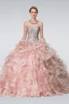 Gls Beads Embellished Ruffled Organza Long Quinceanera Dress In Multi