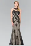 Gls Black Halter Mermaid Lace Prom Dress In Black