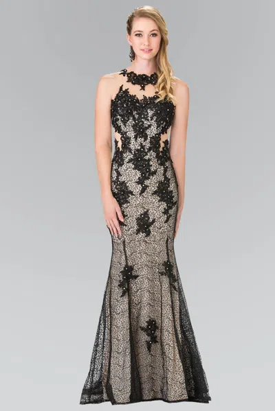 Gls Black Halter Mermaid Lace Prom Dress