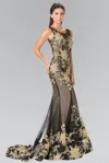 Gls Black/nude Long Beaded Formal Evening Dress In Multi