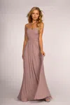 Gls Bridesmaid Ruched Bodice Long Formal Dress In Purple