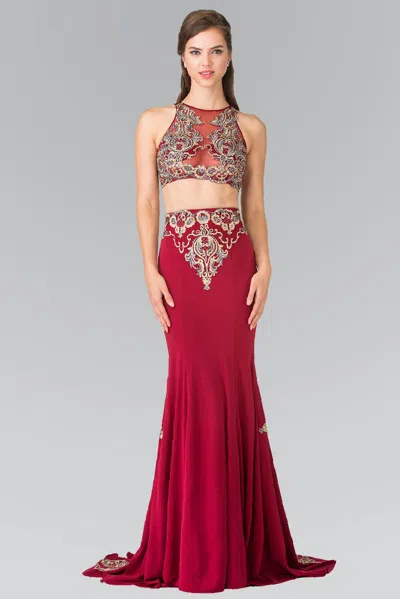 Gls Burgundy 2 Piece Set Formal Prom Dress
