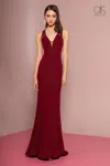 Gls Burgundy Long Formal Sleeveless Prom Dress In Red