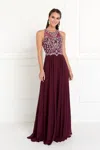 Gls Burgundy Long Prom Dress In Burgundy
