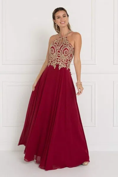 Gls Burgundy Long Prom Dress Evening Gown
