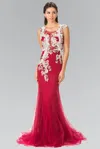 Gls Burgundy Sleeveless Mermaid Long Gown Prom Dress In Red