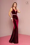 Gls Burgundy Velvet Prom Dress 2xl In Burgundy
