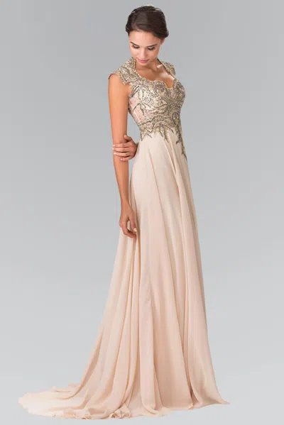 Gls Champagne Prom Long Dress Formal Evening Gown In Gold