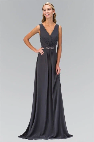 Gls Charcoal Long Bridesmaid Prom Dress In Gray