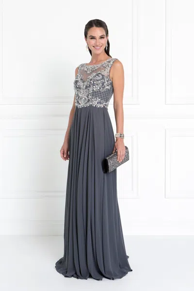 Gls Chiffon Illusion Sweetheart Long Prom Dress In Gray