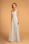 Gls Chiffon Ruched Bridesmaid Long Formal Dress In Neutral