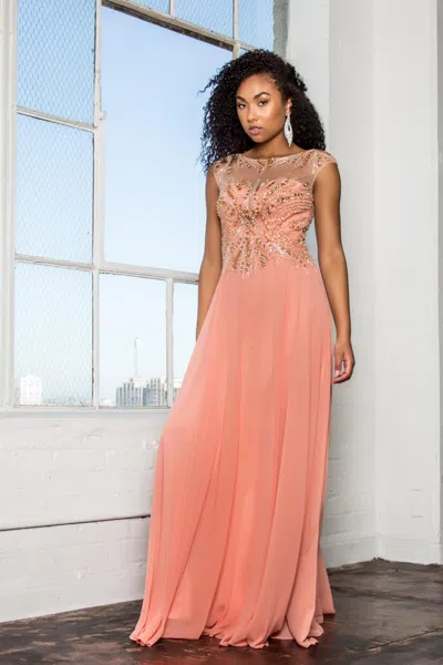 Gls Coral Prom Long Dress Evening Gown In Pink