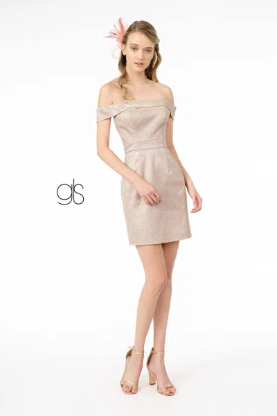 Gls Cut-away Shoulder Glitter Crepe Bodycon Dress In Neutral