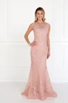 Gls Dusty Rose Mermaid Long Lace Prom Dress In Pink