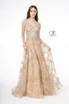Gls Embroidery Embellished Prom Long A-line Dress In Neutral