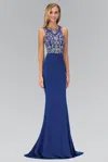 Gls Floor Length Prom Dress With Bead And Sequin In Blue