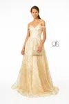 Gls Floral Embroidery Long Prom A-line Dress In Neutral