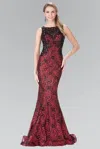 Gls Flower Embellished Long Prom Dress In Burgundy