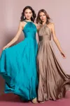 Gls Flowey Long Prom Dress In Teal In Multi