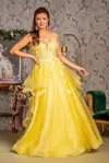 Gls Formal Beaded Sequin Long Prom Dress In Yellow