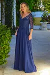 Gls Formal Mother Of The Bride Sequin Long Dress In Blue