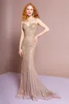 Gls Formal Sweetheart Long Prom Dress In Gold
