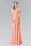 Gls Front Cut-out Bridesmaid Long Formal Dress In Pink