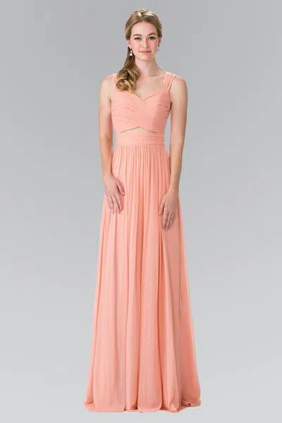 Gls Front Cut-out Bridesmaid Long Formal Dress In Pink