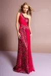 Gls Fuchsia One Shoulder Formal Evening Gown In Pink