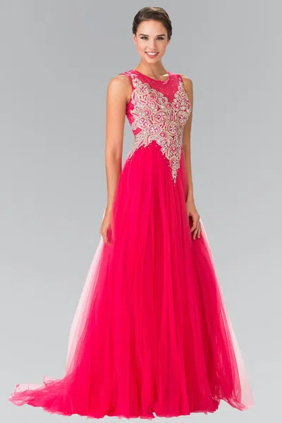 Gls Fuchsia Sleeveless Prom Dress In Pink