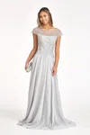 Gls Long Formal Chiffon Mother Of The Bride Dress In Silver