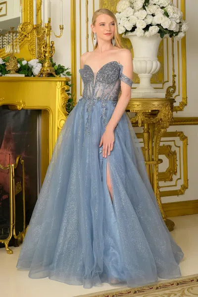 Gls Gl3682 A Line Long Formal Sequin Glitter Prom Dress In Red